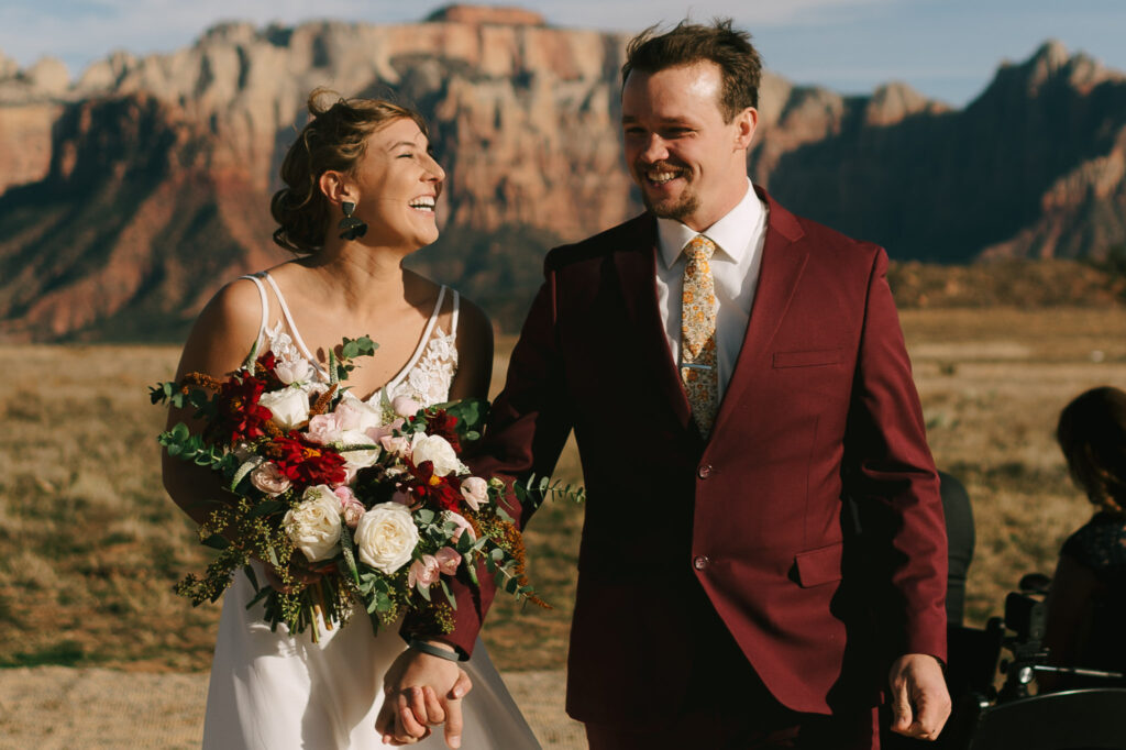 Recessional during this Zion National Park elopement