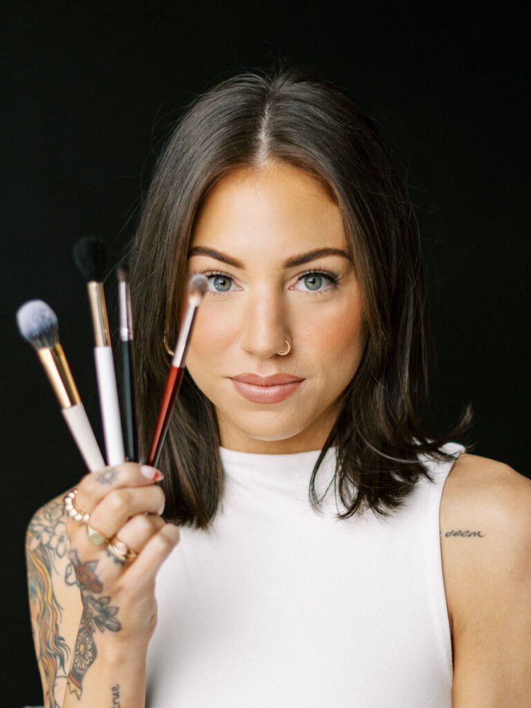 Columbus Ohio Makeup Artist Carly Jo Makeup with her makeup brushes