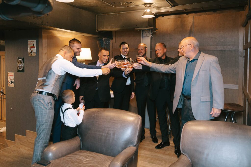 Jamie and the groomsmen cheers