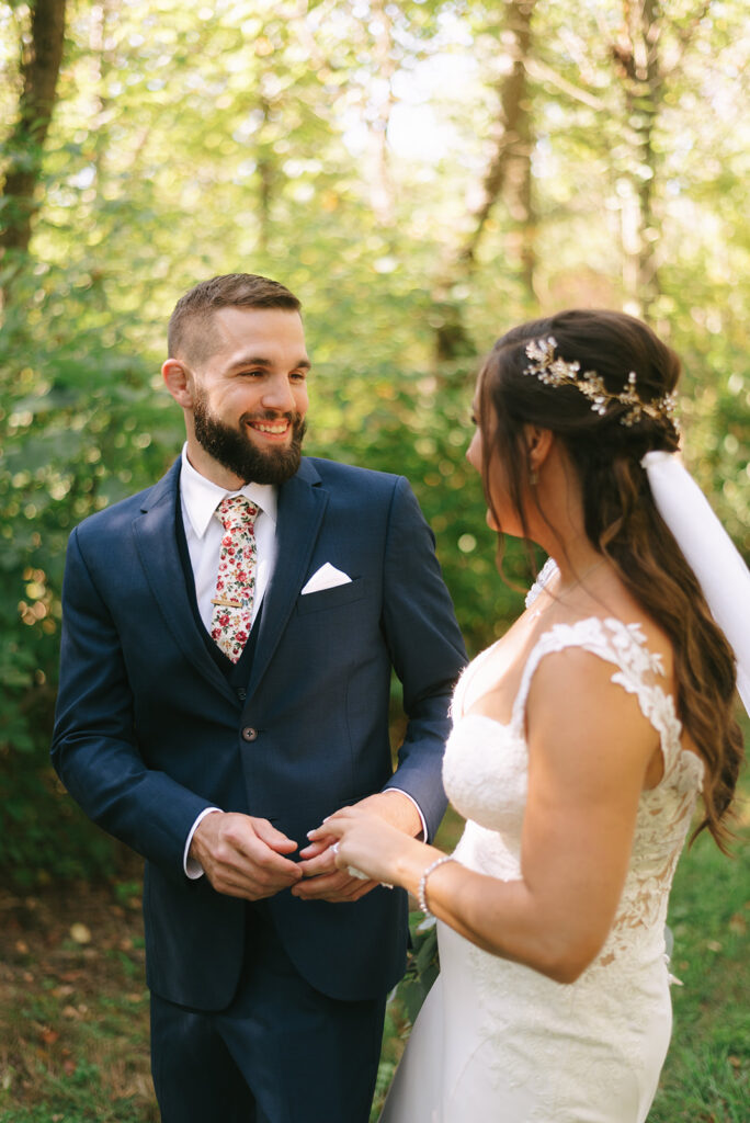 The groom turns around for the first look