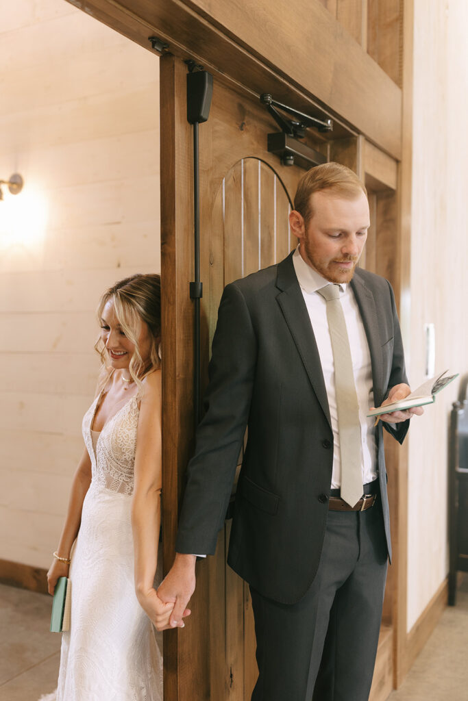 the couple exchanges vows during their first touch