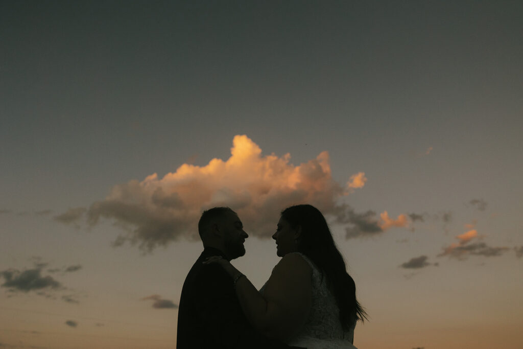 Wedding photos at sunset