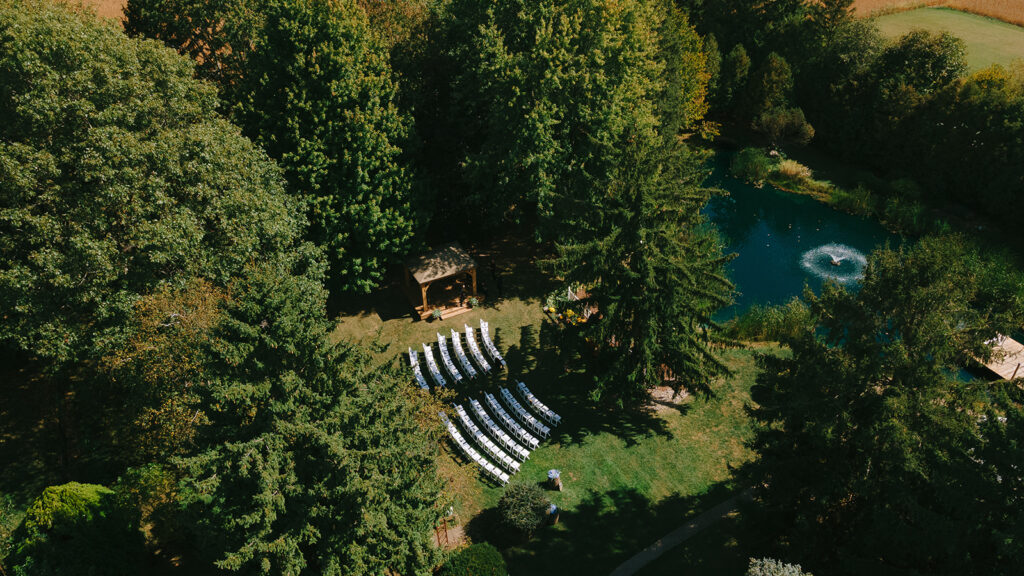 Aerial view of Bloom and Bower, a Northwest Ohio wedding venue for couples looking for garden or wildflower vibes