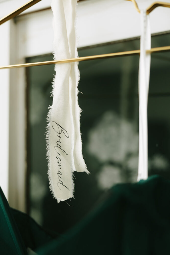 wedding detail photos with bridesmaid tress 
