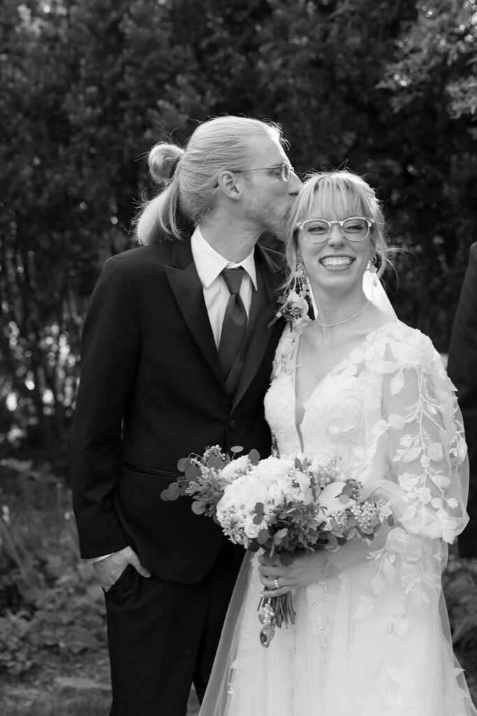 Bride and groom taking a walk together outdoors to relieve prewedding nerves

