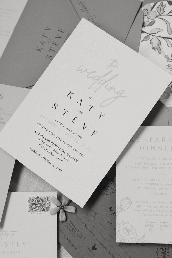 wedding day timeline details for the groom including leather shoes, patterned tie, wedding band, and cologne