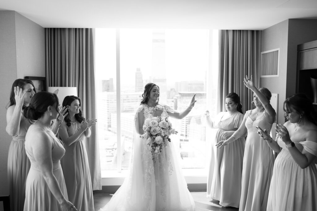 Getting ready photos taken by an Ohio photographer of a woman with her bridesmaids.