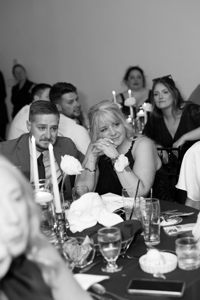 Candid wedding Photograph during speeches