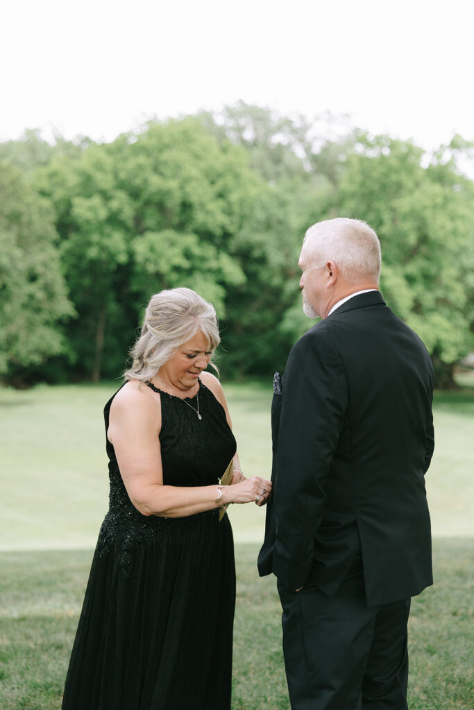 Mother and Father of the Bride moments before the first look at Toledo Wedding
