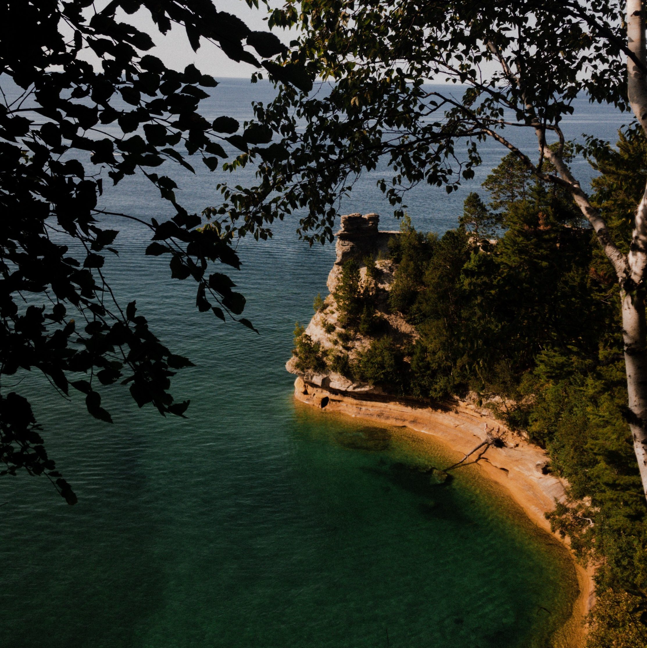 Miners Castle in Pictured Rocks is surrounded by water