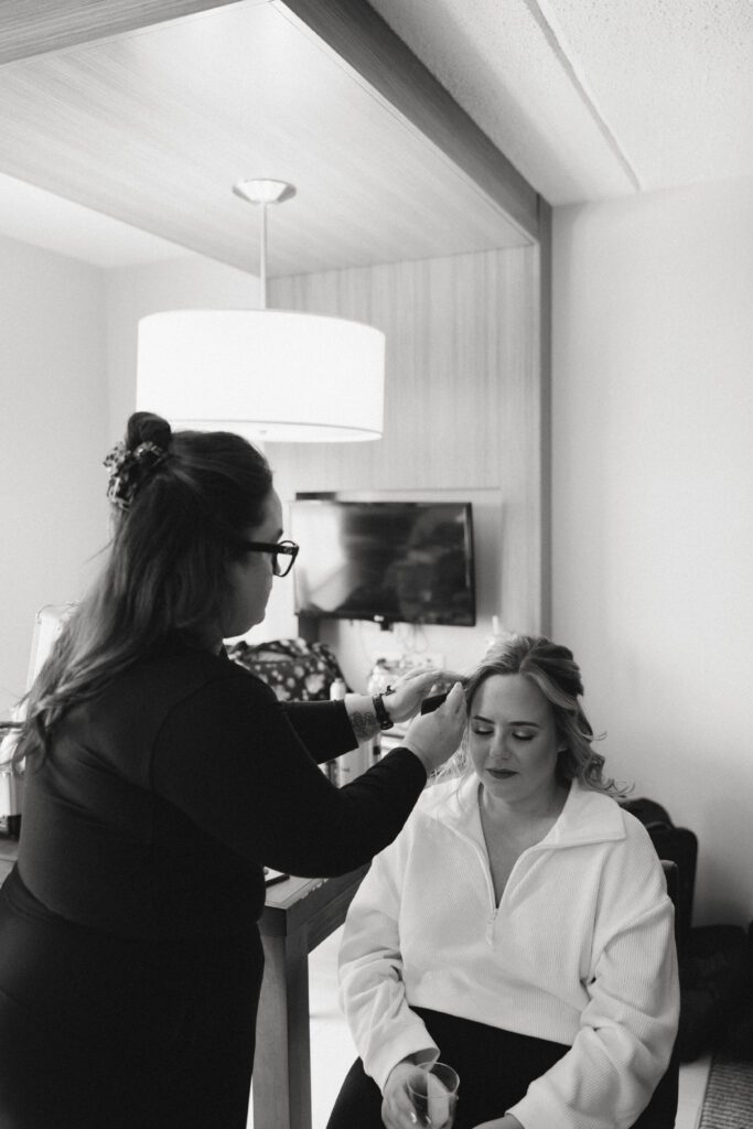 Kirsten getting ready for her Michigan Wedding Day