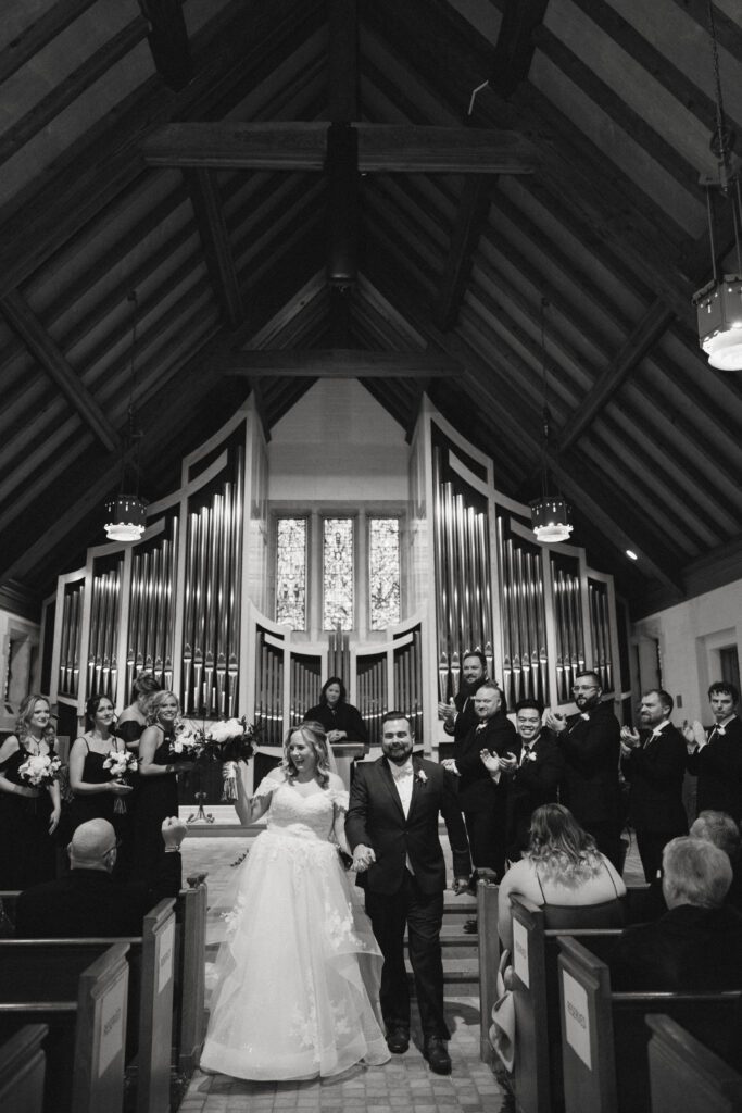 End of the ceremony in Michigan State Alumni Chapel for Kirsten and Jeff's Michigan Wedding